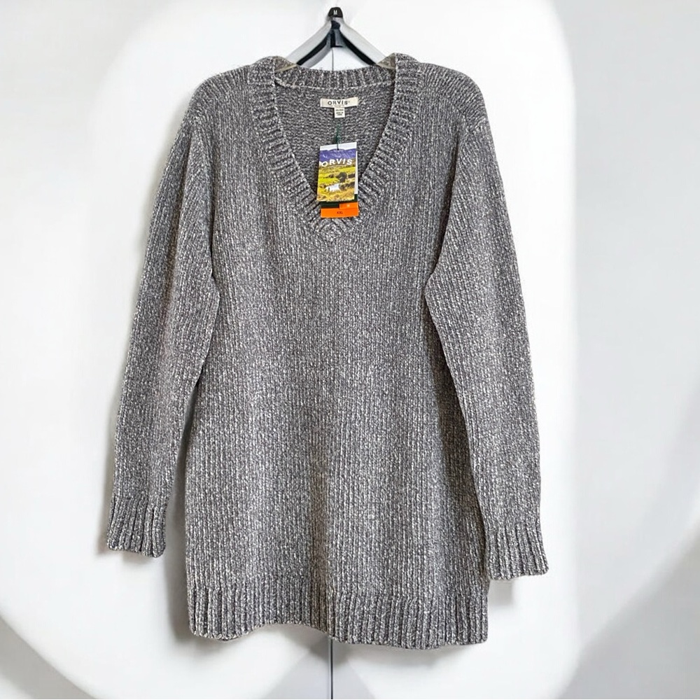 NWT ORVIS Grey Chenille Soft Sweater Sz XXL